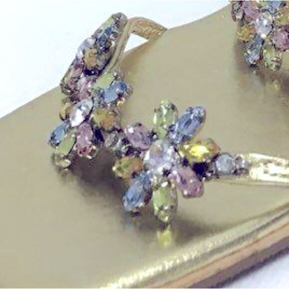 Giuseppe Zanotti Gem Heels Pink and Purple Crystals on Gold heels SZ EU 39 1/2 - Picture 4 of 17